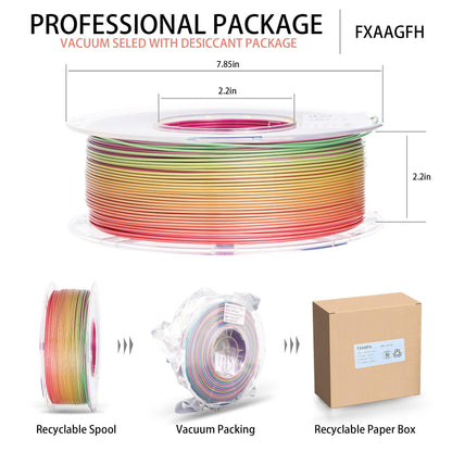 FXAAGFH Rainbow 3D PLA Printer Filament 1.75 mm, Matte 3 D PLA Printing Print Filament +/-0.03mm, 1kg/2.2lbs - WoodArtSupply