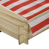 Outsunny Kids Wooden Sandbox, Covered Children Sand Playset Outdoor, w/Adjustable Canopy Shade, Bottom Liner, Seat, Plastic Basin, Aged 3-8 Years Old, for Backyard, Beach, Natural Outsunny