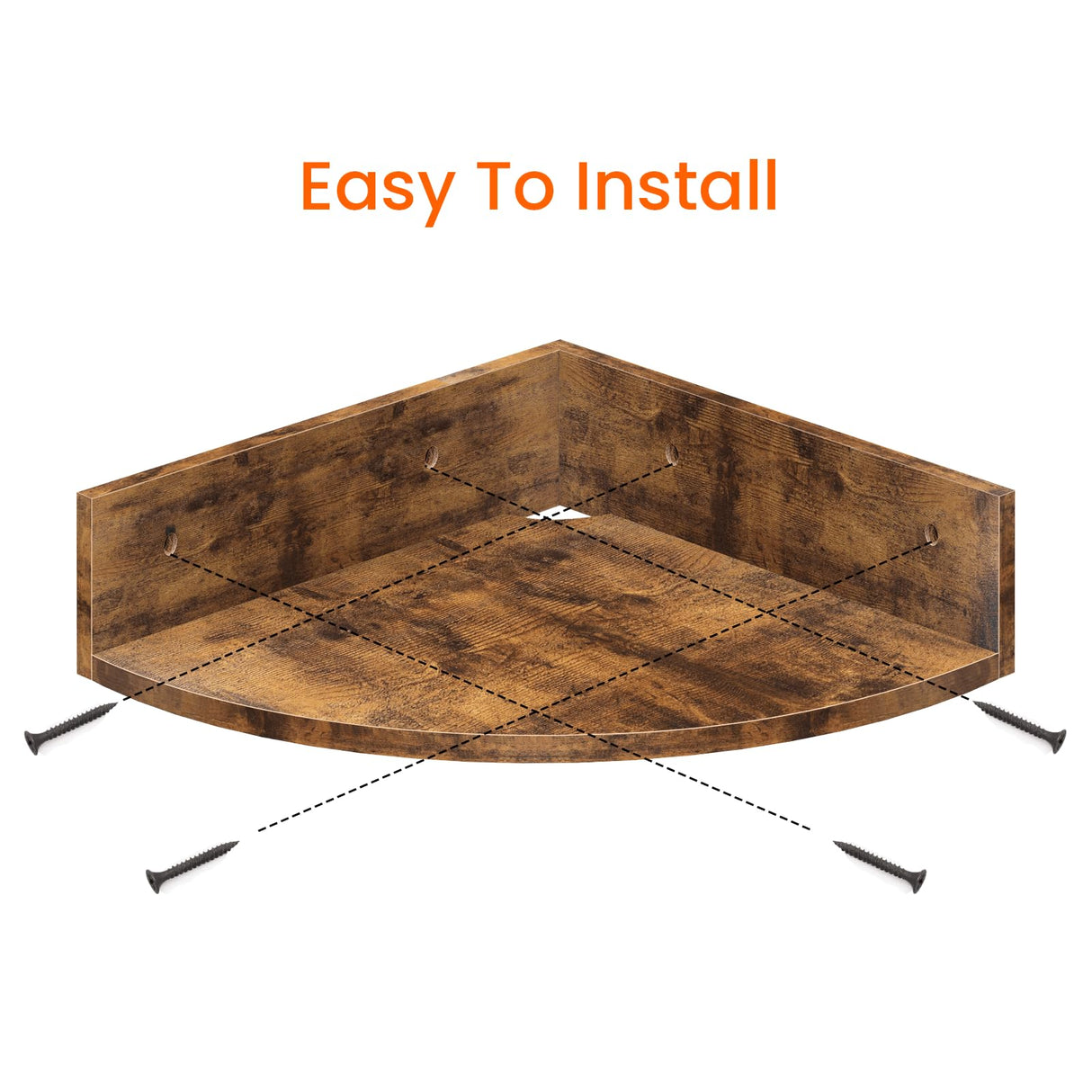 Homode Corner Shelf Wall Mount, Set of 3 Floating Corner Shelves with Cord Hole, 3 Tier Wood Wall Display Shelf, Storage for Bathroom Living Room Kitchen Bedroom, Rustic Brown and Black Homode