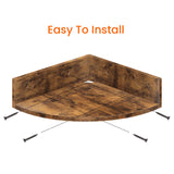 Homode Corner Shelf Wall Mount, Set of 3 Floating Corner Shelves with Cord Hole, 3 Tier Wood Wall Display Shelf, Storage for Bathroom Living Room Kitchen Bedroom, Rustic Brown and Black Homode