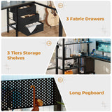 BTHFST Loft Bed Twin Size with L-Shape Desk & RGB LED Lights & Charging Station, Twin Bunk Bed with Fabric Drawers & Shlves, 13.4'' H Safety Guardrail, Noise Free, No Box Spring Needed BTHFST