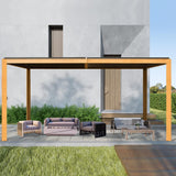 Domi Louvered Pergola 10×16 FT, Outdoor Wood Grain Aluminum Pergola with Adjustable Rainproof Roof and Drainage System, Metal Pergola Gazebo for Patio, Deck, Backyard domi outdoor living