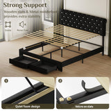 Belffin Full Size Bed Frame with 2 Storage Drawers, Upholstered Bed Frame with Adjustable Diamond Headboard, Velvet Modern Platform Bed Frame, No Box Spring Needed, Easy to Assemble, Black Belffin