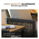 Yoneesn Courtyard Patio Furniture Set, 3-Piece Outdoor Bistro Set, Removable & Washable Deep Seating Cushion, Aluminum Patio Lounge Conversation Set Solid Wood Armrest & Table, Black & Beige Yoneesn