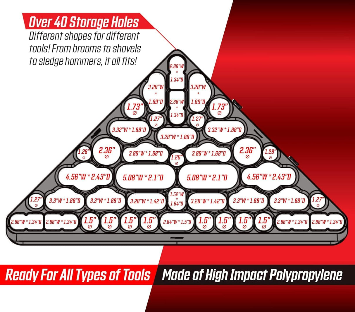 PeerBasics Corner Tool Rack, Garage Storage Organization, Up to 40 Tools like Shovels Brooms Rakes Mops Hammers Pruners, Organize Garden Yard Plus Pegboard, Wall Mounting, Peg Hooks Hardware PeerBasics