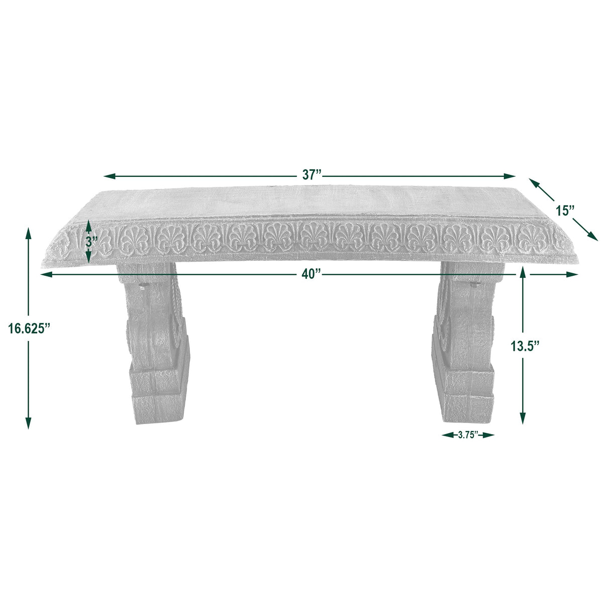 Arcadia Garden Products Outdoor Fiberclay Garden Bench - Brushed Teal Arcadia