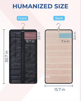 BAGSMART Hanging Jewelry Organizer, Dust Proof Sunglasses Storage Case Wall Mounted, Travel Dual Sided Glasses Case Multiple Pairs, Eyeglasses Holder with 32 Clear Slots & Metal Hook, Black BAGSMART