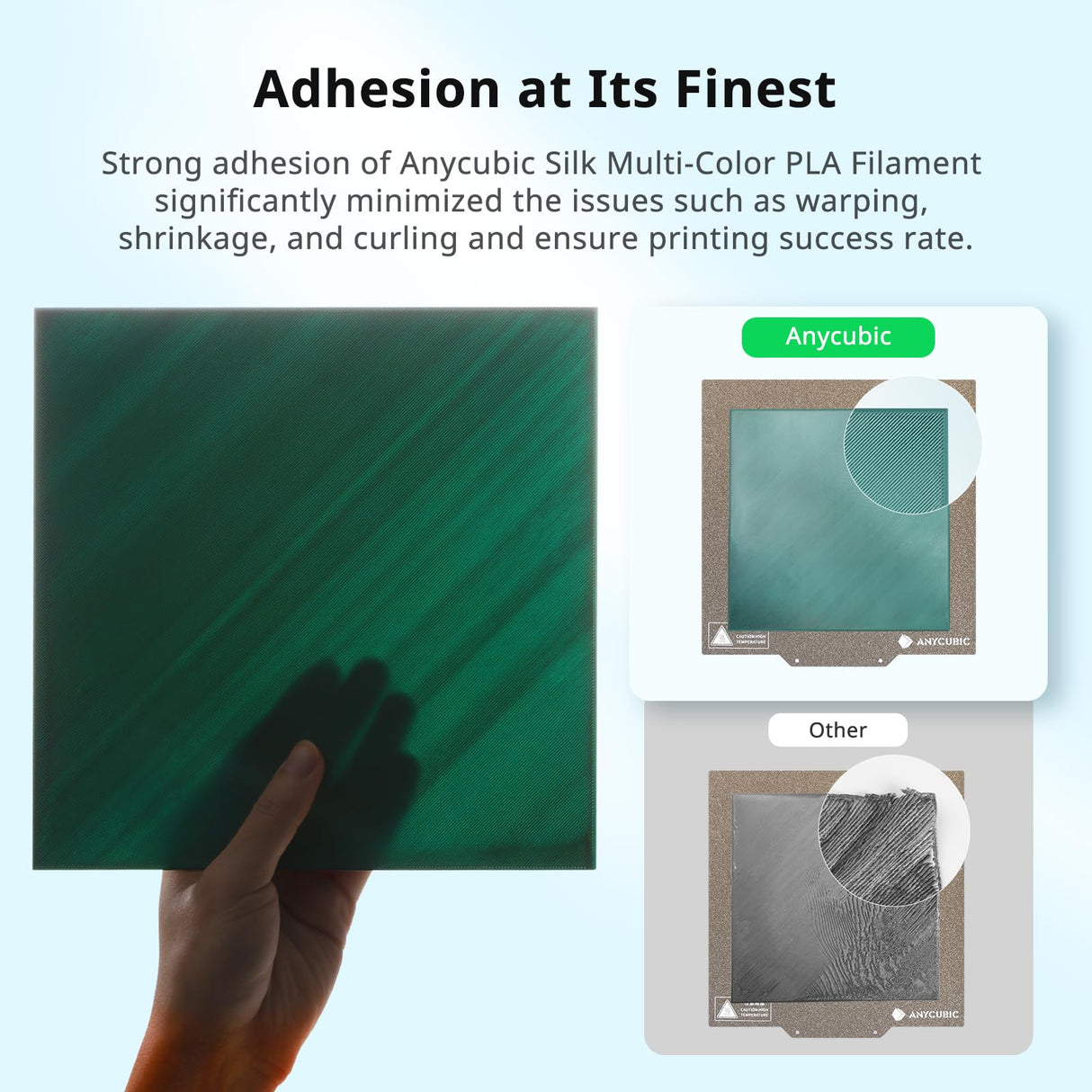 ANYCUBIC Silk Tri Color Pla Filament, 3-in-1 Chrome Coextrusion Color Change 3D Printer Filament 1.75mm Dimensional Accuracy +/- 0.02mm, Silk Texture, 1KG Spool (2.2 lbs), Blue Green Purple ANYCUBIC