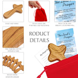 WILLBOND 12 Set Small Wooden Comfort Easter Pocket Crosses Hand Held with Red Velvet Pocket and Certificates 4 Inches Portable Holding Wooden Jesus Cross Gift for Prayer Men Christian Gift WILLBOND