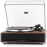 1 by ONE High Fidelity Belt Drive Turntable with Built-in Speakers, Vinyl Record Player with Magnetic Cartridge, Bluetooth Playback and Aux-in Functionality, Auto Off 1byone