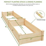 ZSYWODFO 8x2ft Outdoor Wooden Raised Garden Bed,Elevated Planting Planter Box for Vegetables/Garden/Lawn/Patio,Natural Wood, 96 x 24 x 9in ZSYWODFO