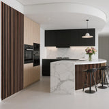 Art3d Acoustic Wood Slat Wall Panel with Roll-Flat Design - 95.3 x 23.8 Inch Sound Absorbing Panels for Living Room Columns Corridor Curved Wall Decor, 2-Pack Walnut Art3d