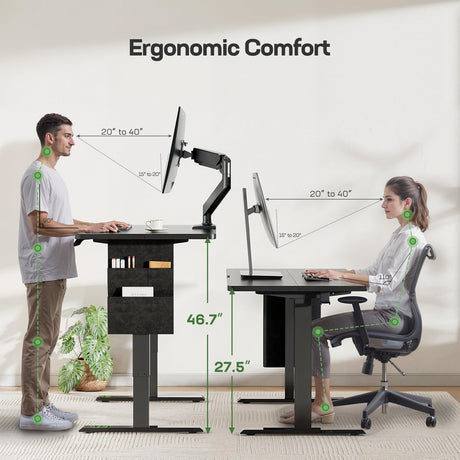 Marsail 55"x24" Adjustable Height Standing Desk Table, Electric Workstation with Storage Bag & Headphone Hook, Stand Up Solution for Home Office, Study, Writing, and Work with 4 Memory Presets. Marsail