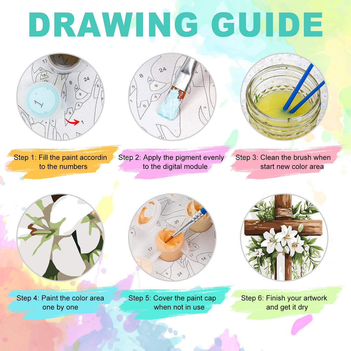 Framed Paint by Numbers Kit for Adults Beginner, Cross Easy Paint by Number Kits on Canvas Framed, Jesus DIY Acrylic Oil Painting by Numbers with Frame for Gift Home Decor 8 x 12 inch GEEHEIY