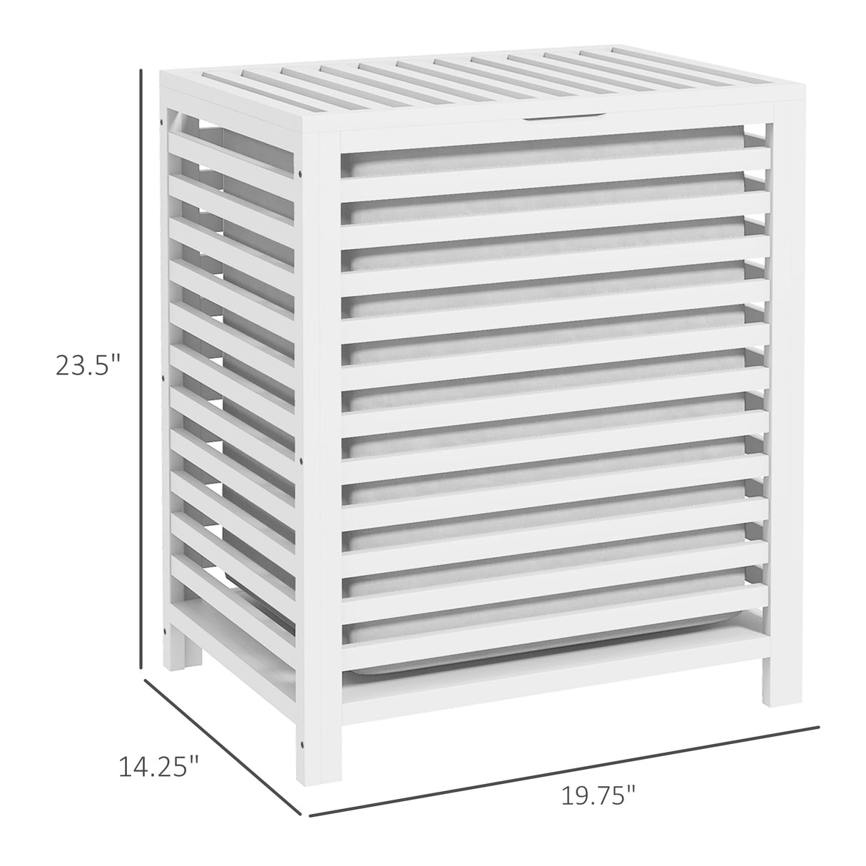 HOMCOM Bamboo Laundry Hamper with Lid, Laundry Basket with Removable Liner Bag, Dirty Clothes Hamper, 19.75 x 14.25 x 23.5 Inches, White HOMCOM