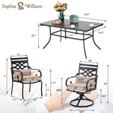 Sophia and William Outdoor Patio Dining Set for 6, Outdoor Table and Chairs, Removable Seat Cushions, 4 Fixed，2 Swivel Chairs, 59" Black Patio Dining Table Sophia & William