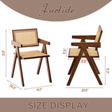 Furlide Rattan Accent Chairs, Modern Mid Century Dining Chairs Set of 2, Comfy Armchairs, Outdoor Rattan Chairs with Armrest for Bedroom Living Room Reading Room Dining Kitchen, Brown Furlide