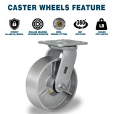 CWfutureparts 6" x 2" Heavy Duty Industrial Casters, 1250 lbs Load Capacity, Swivel Caster Wheels with Roller Bearing - Semi Steel Cast Iron Wheels for Workbench，Pallet Trucks （1 Pack） CWfutureparts