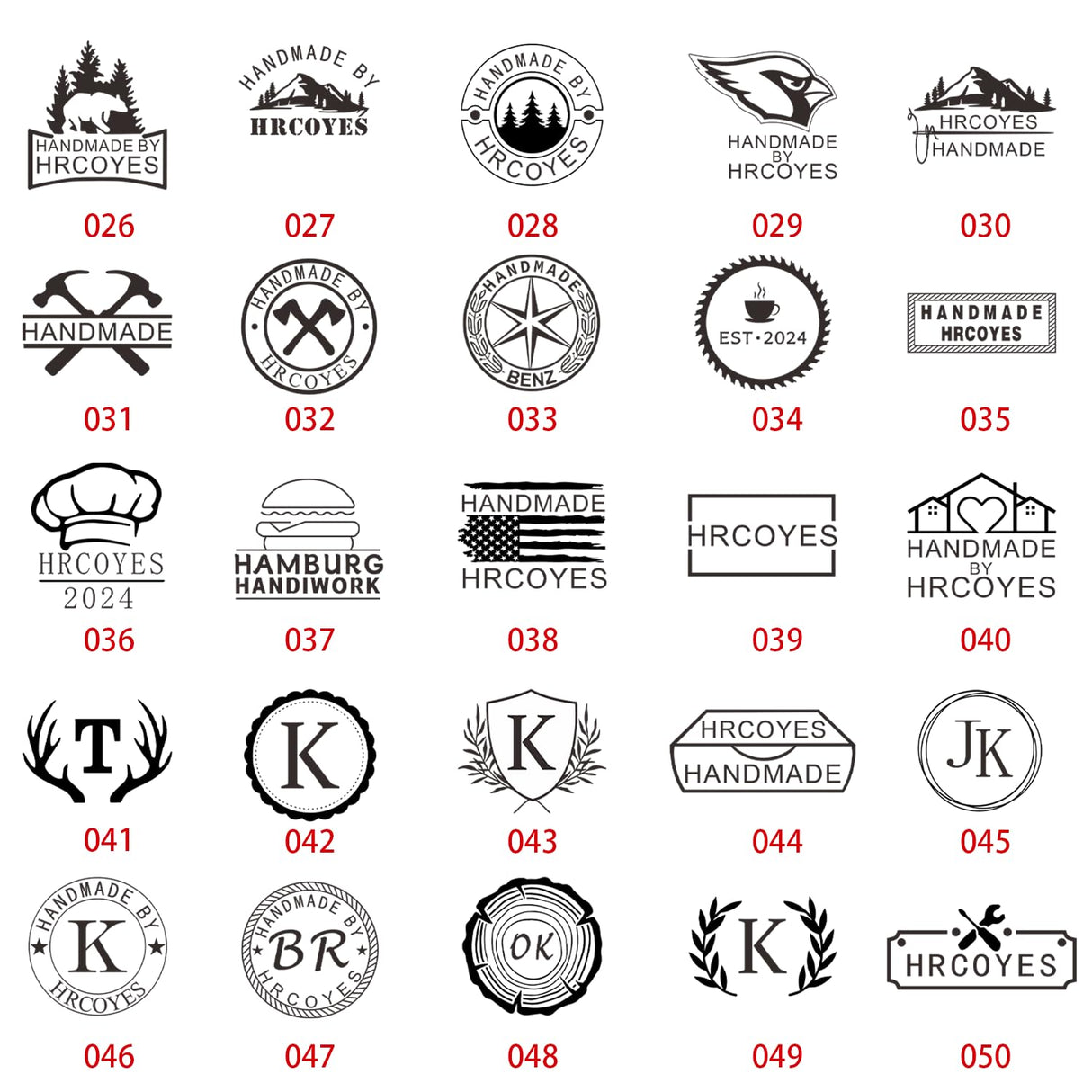 Custom Branding Iron Stamp for Wood and Leather - Personalised Logo Tool by HRCOYES (1.5x1.5 Inch) HRCOYES