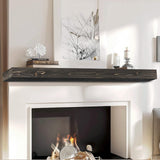 ABSWHLM 72x8x3 Fireplace Mantel - Handcrafted Hollow Rustic Solid Wood Wall Mounted Floating Shelf with Invisible Heavy Duty Wood Bracket (Weathered Black) ABSWHLM