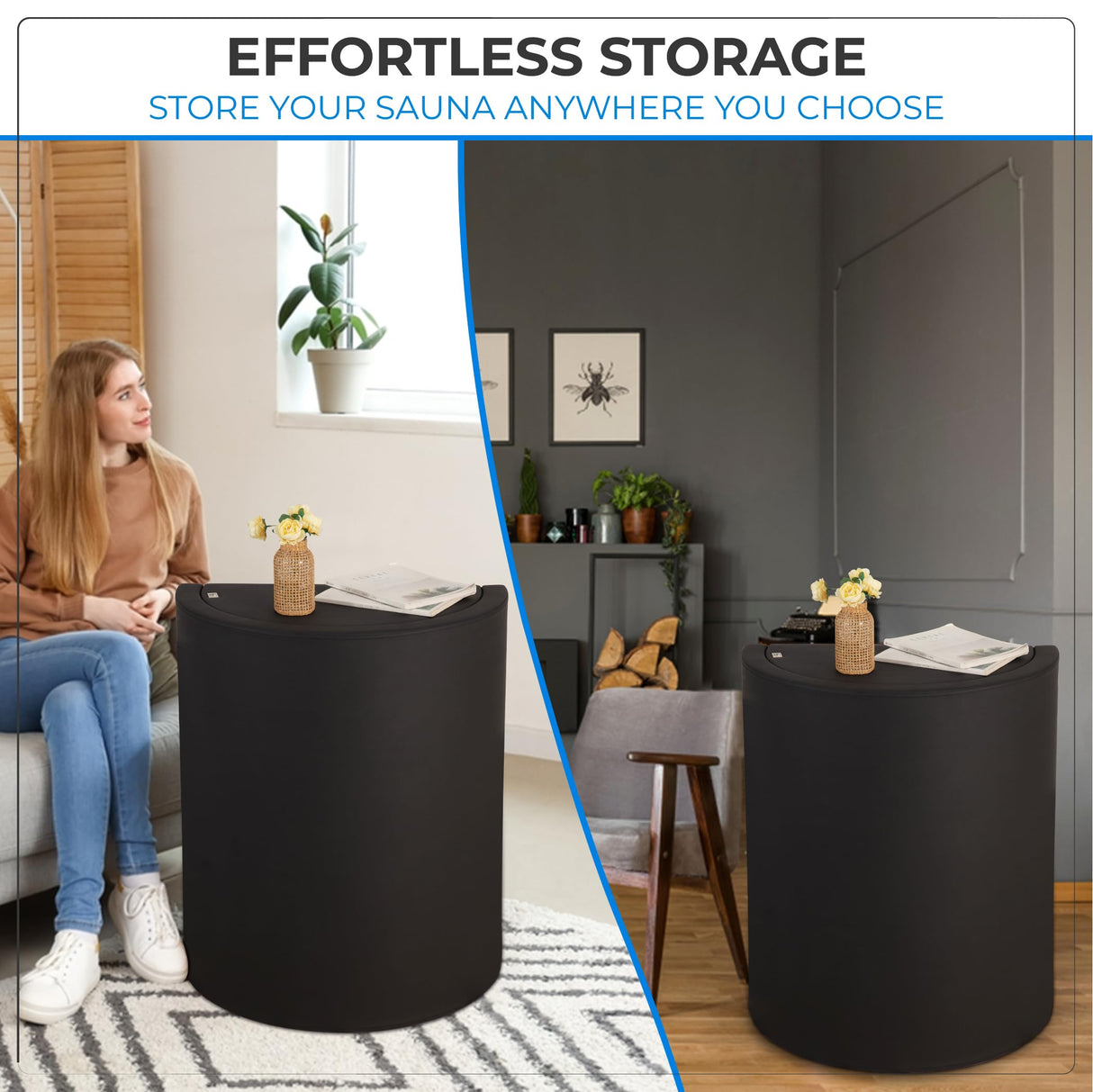 Golden Wave Far Infrared Sauna Dome, with 360° Body Coverage, Professional Home Spa Zero-EMF Unit with Therapeutic Stones, Single Person Use, Black Golden Wave