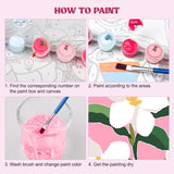 MXJSUA 4 Pack Flowers Paint by Numbers Kit with Framed Canvas for Ages 6-12 Kids, Paint by Numbers Kits for Adult Beginners, Acrylic Oil Painting for Home Wall Decor Gift (8x8 inch) MXJSUA