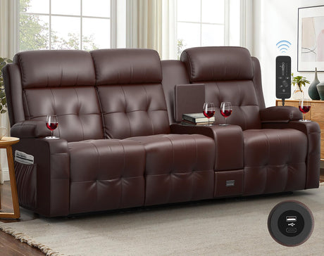 Recliner Sofa, Massage Reclining 3 Seater Sofa Sets Heavy Weight Capacity, RV Loveseat Couch Clearance with Console, USB, Type C Port, Storage, Cup Holders, Wall Hugger Chair for Living Room Aotolo