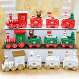 Happy Trees 3 Pcs Wooden Mini Train Decor Set for Christmas Party, Snowman Ornament Gift Home Decoration Happy Trees