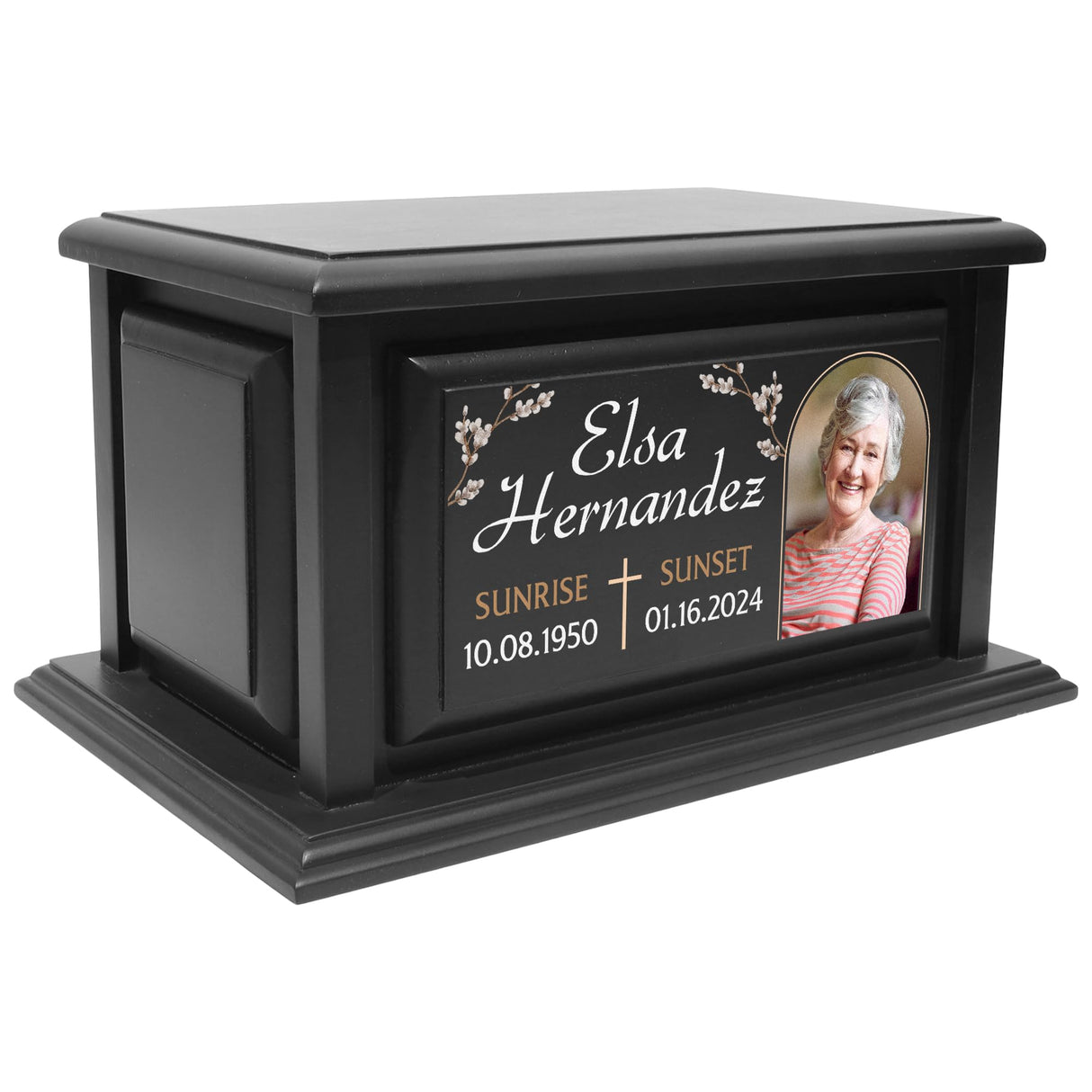 Personalized Solid Wood Human Urns for Ashes 250lbs, Custom Urn Box for Human Ashes, Large Burial and Cremation Urns for Ashes, Black Wood Color (Design 10) Basic Fundamentals