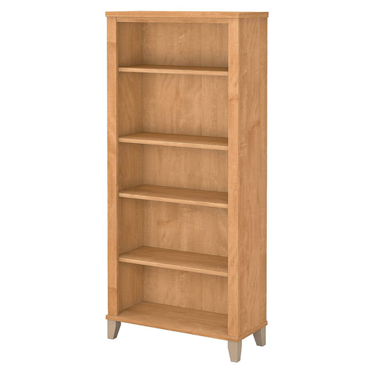 Bush Furniture Somerset Tall 5-Shelf Bookcase in Maple Cross - Elegant Display Cabinet for Home & Office - WoodArtSupply