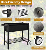 Koutemie Outdoor Raised Planter Bed Box with Legs for Gardening, Elevated DIY Garden Cart on Wheels for Vegetables Flower Tomato Herb Plant, Black Koutemie