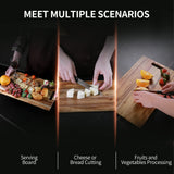 YSTKC Acacia Wood Cutting Board with Hand Grip 15" x 9.7" Inch, Wooden Reversible Chopping Board with Handle for Kitchen Meal Prep Serving, Chopping, YSTKC