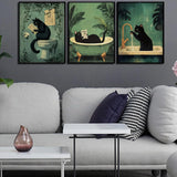 MjhRcll 6 Pack Paint by Numbers for Adults Beginner, Black Cat Paint by Number Kits on Canvas, Funny Animals DIY Acrylic Painting by Number for Home Bathroom Decor 12X16 Inch(Without Frame) MjhRcll