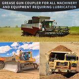 Quadafy Grease Gun Coupler, Quick Locking Grease Gun Tip, 6 Thickened Jaws Locking, High Pressure Grease Fittings, Compatible with All 1/8" NPT Grease Guns Quadafy