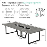 Tribesigns 8FT Large Conference Table for 10 People, Industrial 94.5-Inch Meeting Table with Two Grommets, Rectangular Podcast Training Table for Home Office, Studio, Business, 2 PCS Tribesigns