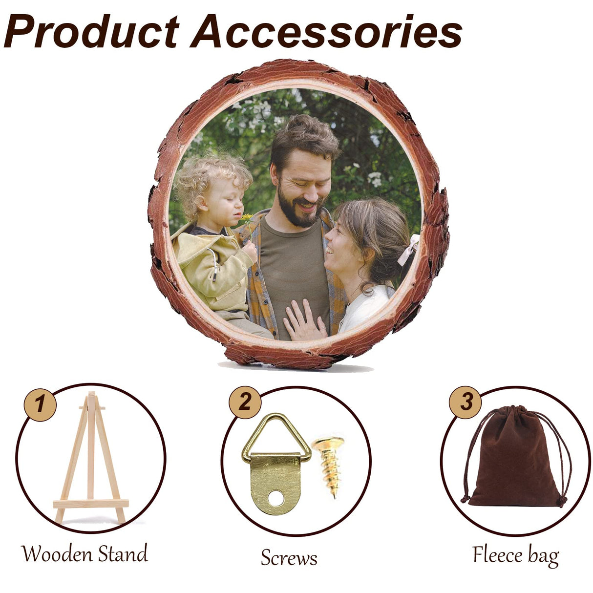 Personalized Picture Frame Custom Photo Printing on Wood Slices Wooden Craft with Bracket Customized Photo Gifts for Christmas Birthday Anniversary GONIS