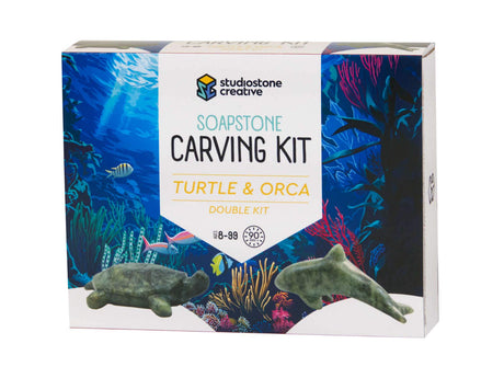 STUDIOSTONE CREATIVE DIY Arts & Crafts Carving Kit Kids Adults Turtle & Orca Sculpture Soapstone STUDIOSTONE CREATIVE