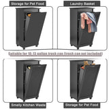 VECELO Tilt Out Kitchen Trash Bin Cabinet, Dog Proof Garbage Can with Wood Holder Free Standing Recycling, Black VECELO