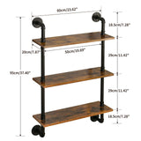 YMYNY Industrial Pipe Shelf Bracket, 3 Tiers Retro Wall Mounted Floating Shelf, Wood DIY Bookshelf, Storage Shelves for Living Room, Bedroom, Office, 24" Farmhouse Bathroom Shelving, UHRF-TM003 YMYNY