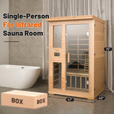 Efficraft Infrared Sauna Indoor,1-2 Person Hemlock Wooden Home Sauna w/Backrest, Dry Sauna for Home Spa Room 1800W, Time Temp Pre-Set Sauna Room,7 Heating Panels Personal Far Infrared Saunas for Home Efficraft