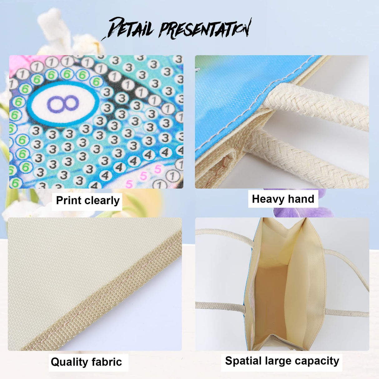 JZHYOAN DIY Diomand Art Tote Bags Kits,Diamond Painting Canvas Tote Bags for Adults, Portable Book Storage, Reusable Grocery Hand Storage Reusable Grocery Bag Canvas Gift Bags for DIY JZHYOAN