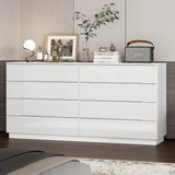 WOODTIME Modern 8 Drawer Dresser with LED Lights and Glossy Surface, 63" Large Dressers & Chests of Drawers Storage Tower Organizer for Bedroom, White WOODTIME