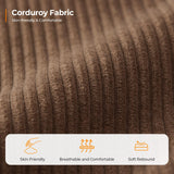 COPIAE 89 Inch Sofa with Extra Deep Seats Oversize, Corduroy Fabric 3 Seater Sofa for Living Room, Modern Couch and Sofa, Comfy Armrests and Seats and Backrests, Easy Installation, Brown COPIAE