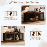 Large Dog Crate Furniture - Indoor Wooden Furniture Style Dog Kennel - Heavy Duty Decorative Dog Crate Table with Tray and Removable Divider - 75" L x 27.6" W x 32.7" H, Black A6HOM