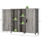 Iwell Storage Cabinet, Sideboard Buffet Cabinet with 2 Doors and 4 Storage Shelves, Floor Cabinet, Bathroom Cabinet for Living Room, Dinning Room, Entryway, Grey Iwell