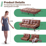Opoiar Futon Sofa Bed,Lounge Memory Foam Sleeper Couch Room,Convertible Loveseat for Compact Living Spaces Studio Apartment,Dorm,Home Office,Thicker Version Sofabed, 71×33×31.5IN, Brown Opoiar