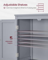 VASAGLE Bathroom Floor Storage Cabinet, Bathroom Storage Unit, Freestanding Cabinet with 4 Doors, Adjustable Shelves, 11.8 x 23.6 x 43.3 Inches, Mystic Gray UBBC552P36 VASAGLE