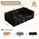 WHGBJA 70" Modern Chenille Fabric Sofa Couch – One-Piece Memory Foam 3-Seater Sofa with Rounded Arms, Soft & Cozy Upholstery for Living Room (Black) WHGBJA