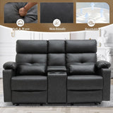PALLOME Power Loveseat Recliner Sofa with Console, Loveseat Reclining Sofa with Heat & Massage, Home Theater Seating with Lumbar Pillow for Living Room, RV Recliner Loveseat (PU, Dark Gray) PALLOME
