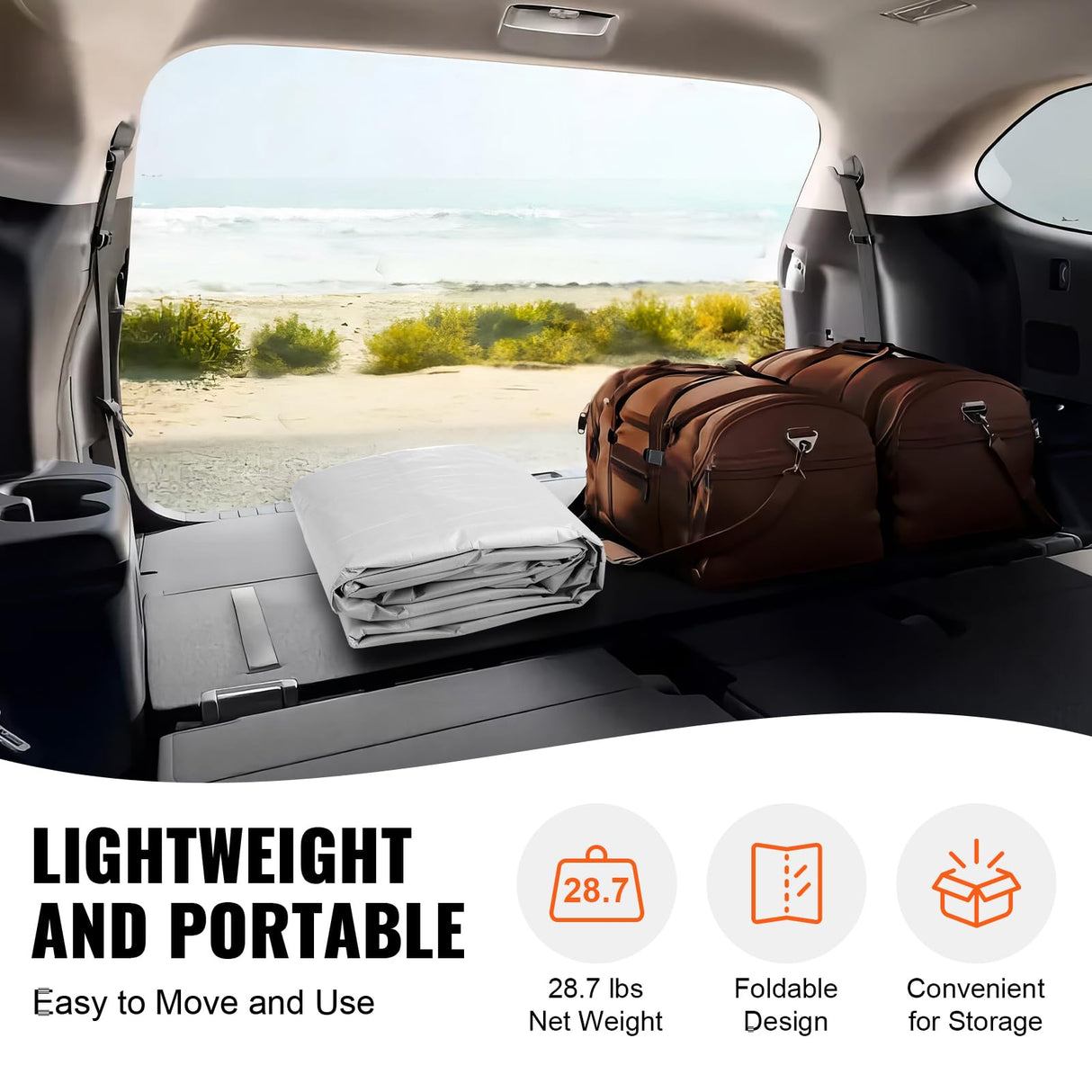 VEVOR Carport Replacement Canopy Top Cover + Sidewall 10 x 20 ft, Garage Tent Shelter Tarp Heavy-Duty Waterproof & UV Protected, Easy Installation with Ball Bungees,White (Frame Not Included) VEVOR